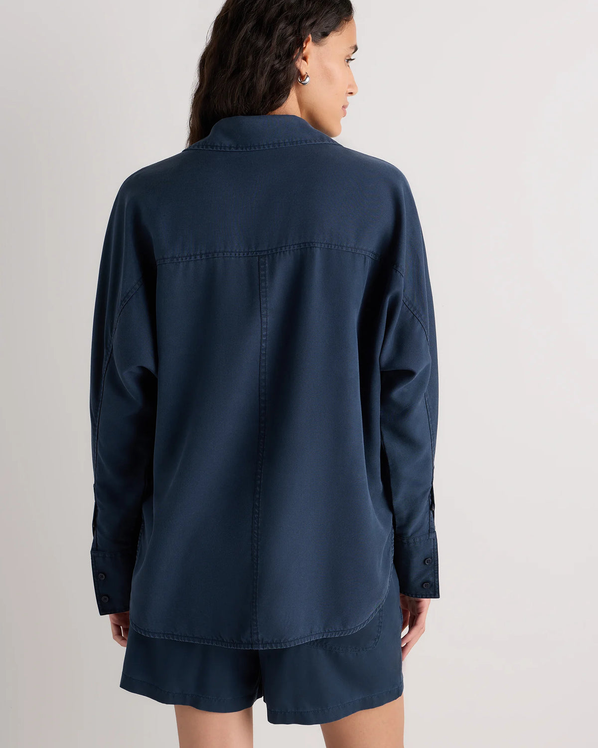 Vintage Wash Tencel Dolman Long Sleeve Shirt - XS / White