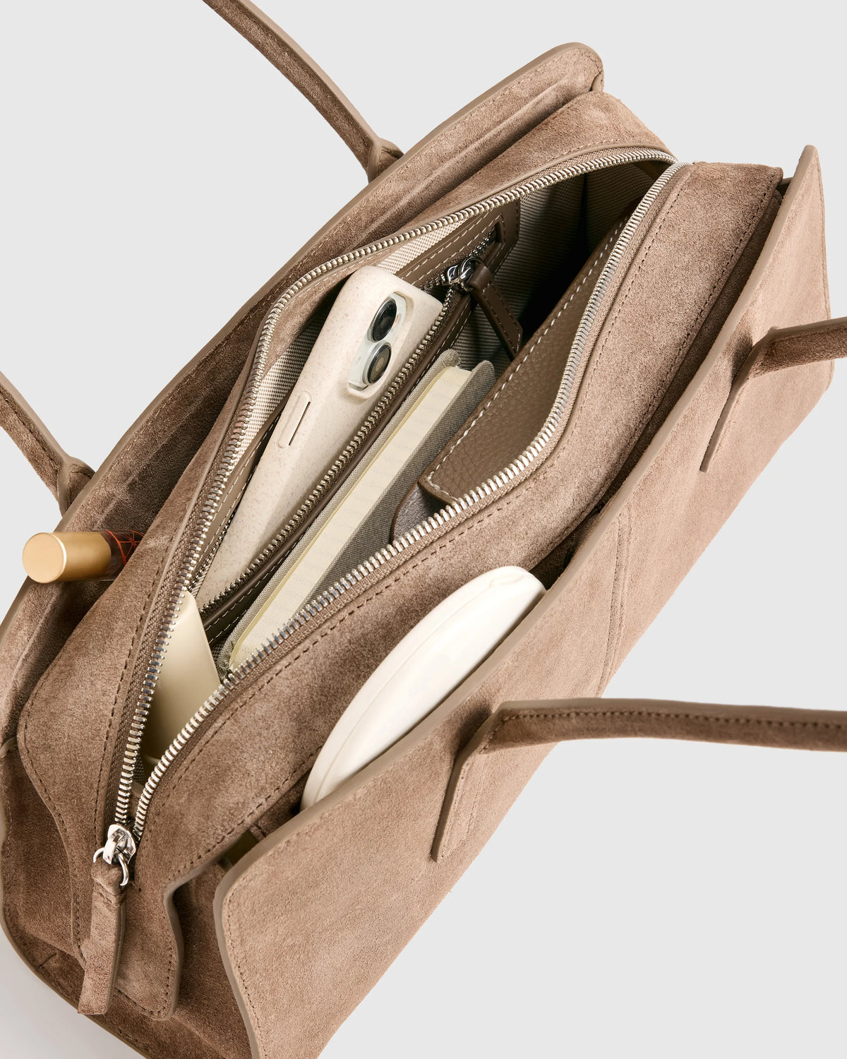 Italian Suede East-West Shoulder Bag - One Size / Whiskey