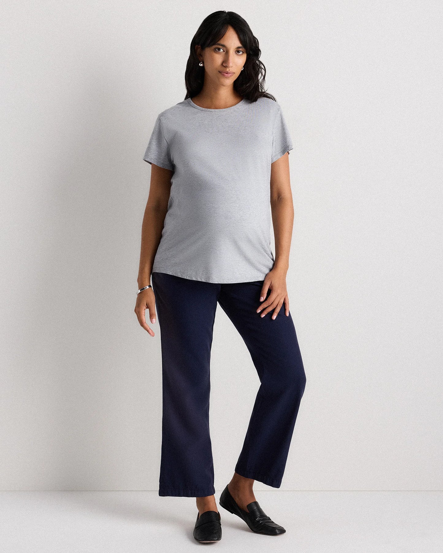 Cotton Modal Maternity Crew Neck Tee (2-pack) - XS / Black/Redwood Brown