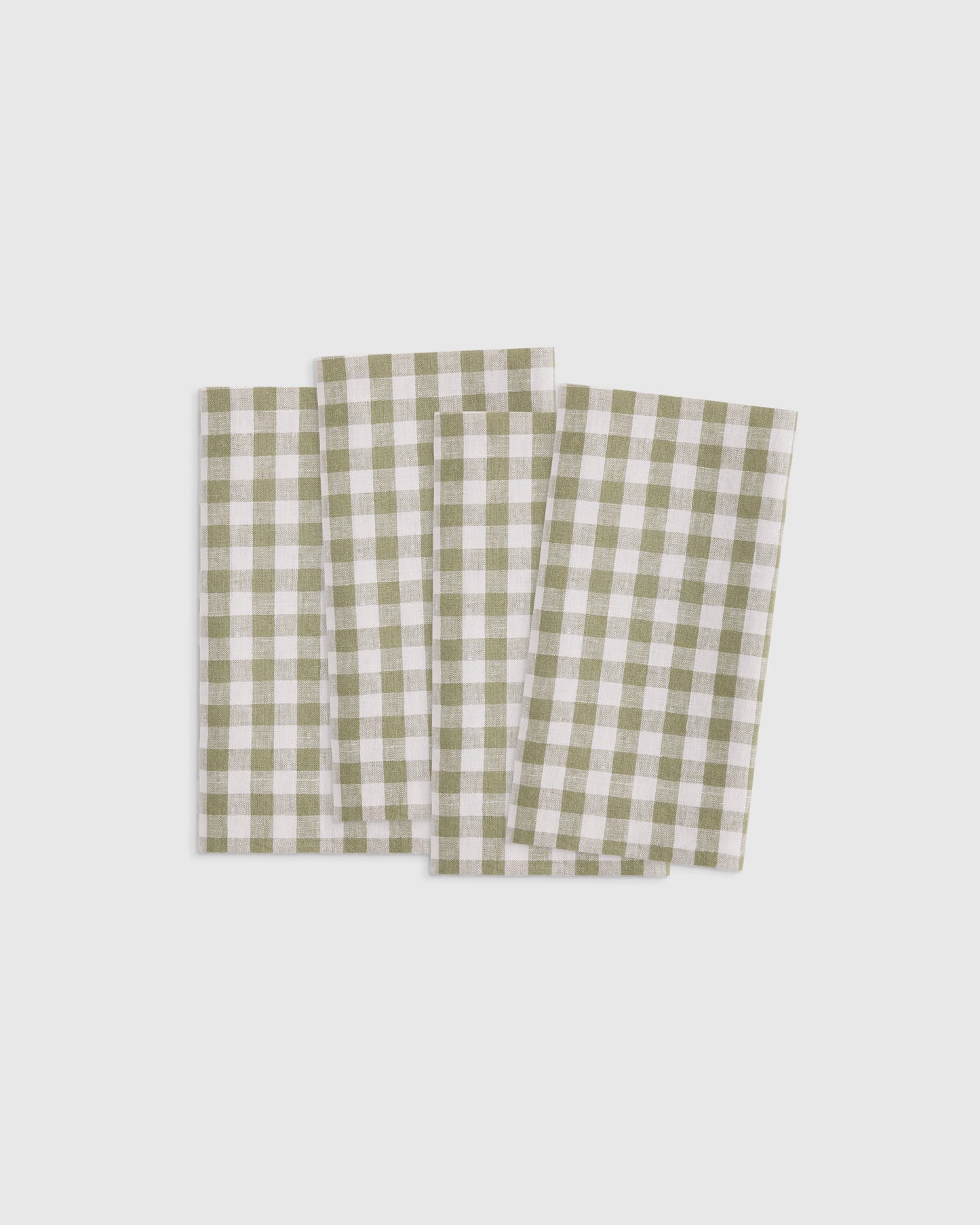 European Linen Wide-Hem Gingham Napkins (Set of 4) - One Size / Willowleaf