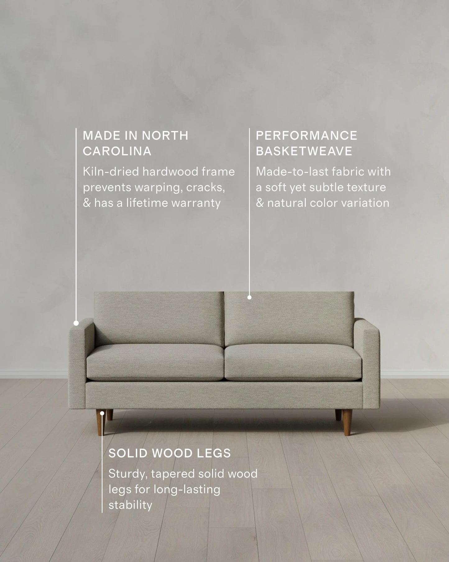 Atlas Midcentury Sofa in Performance Basketweave - 6ft / Navy