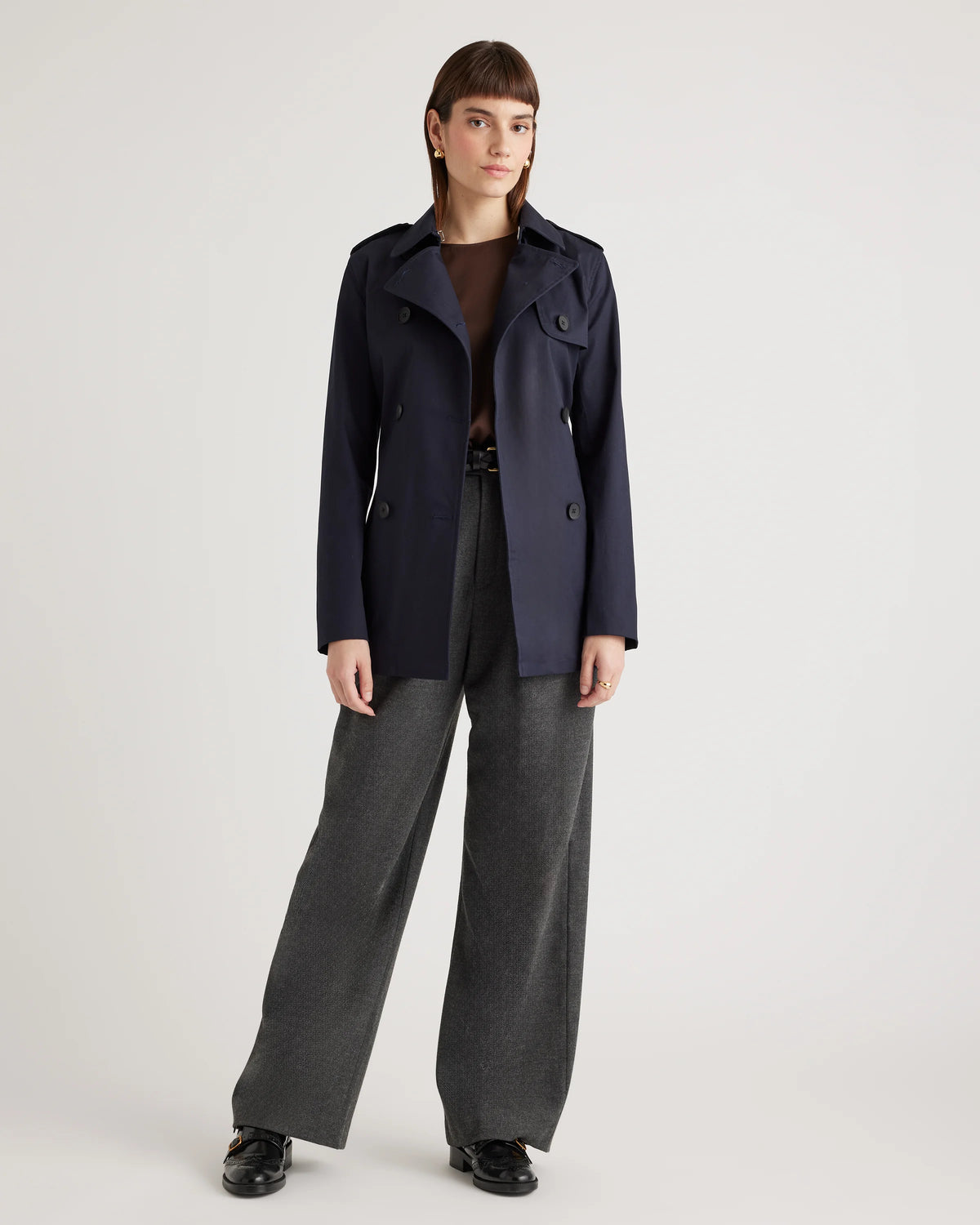 Comfort Stretch Short Trench Coat - XS / Coffee Bean Brown