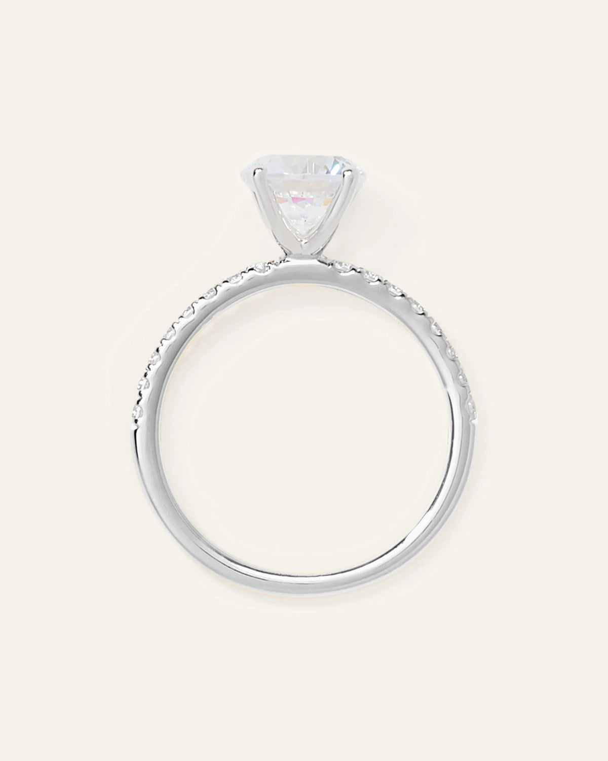 Lab Grown Diamond Round Petite Pave Engagement Ring - 1.50ct - 4 / Yellow Gold