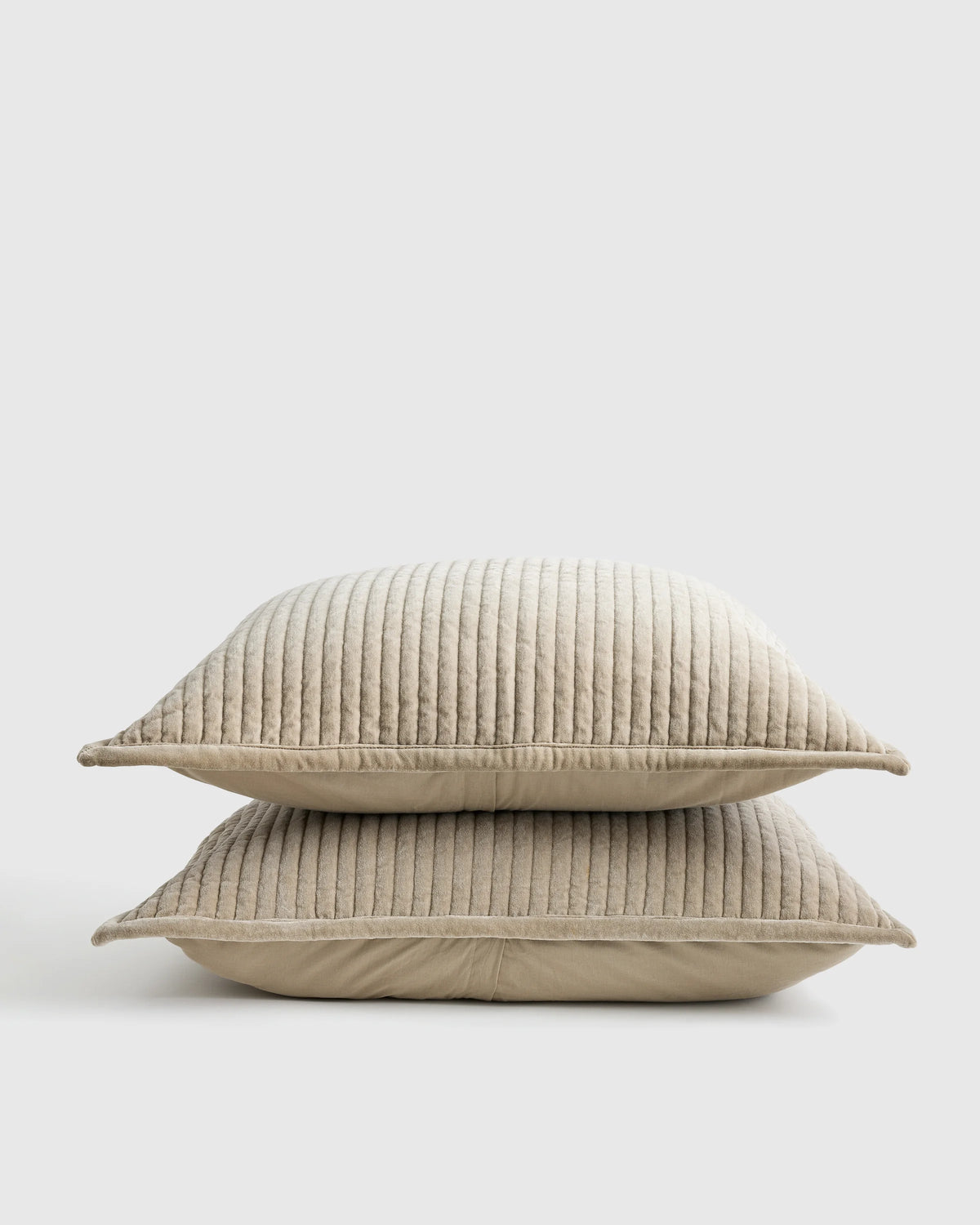 Cotton Velvet Channel Quilted Sham Set - Standard / Glacier Blue