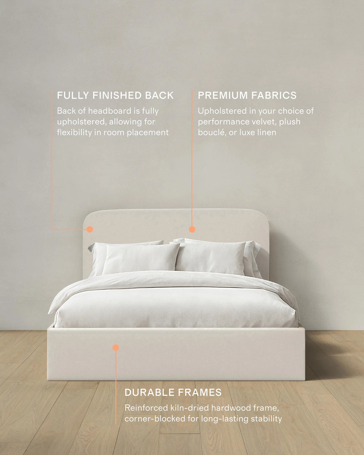 Curved Bed in Performance Linen - Full / Ivory