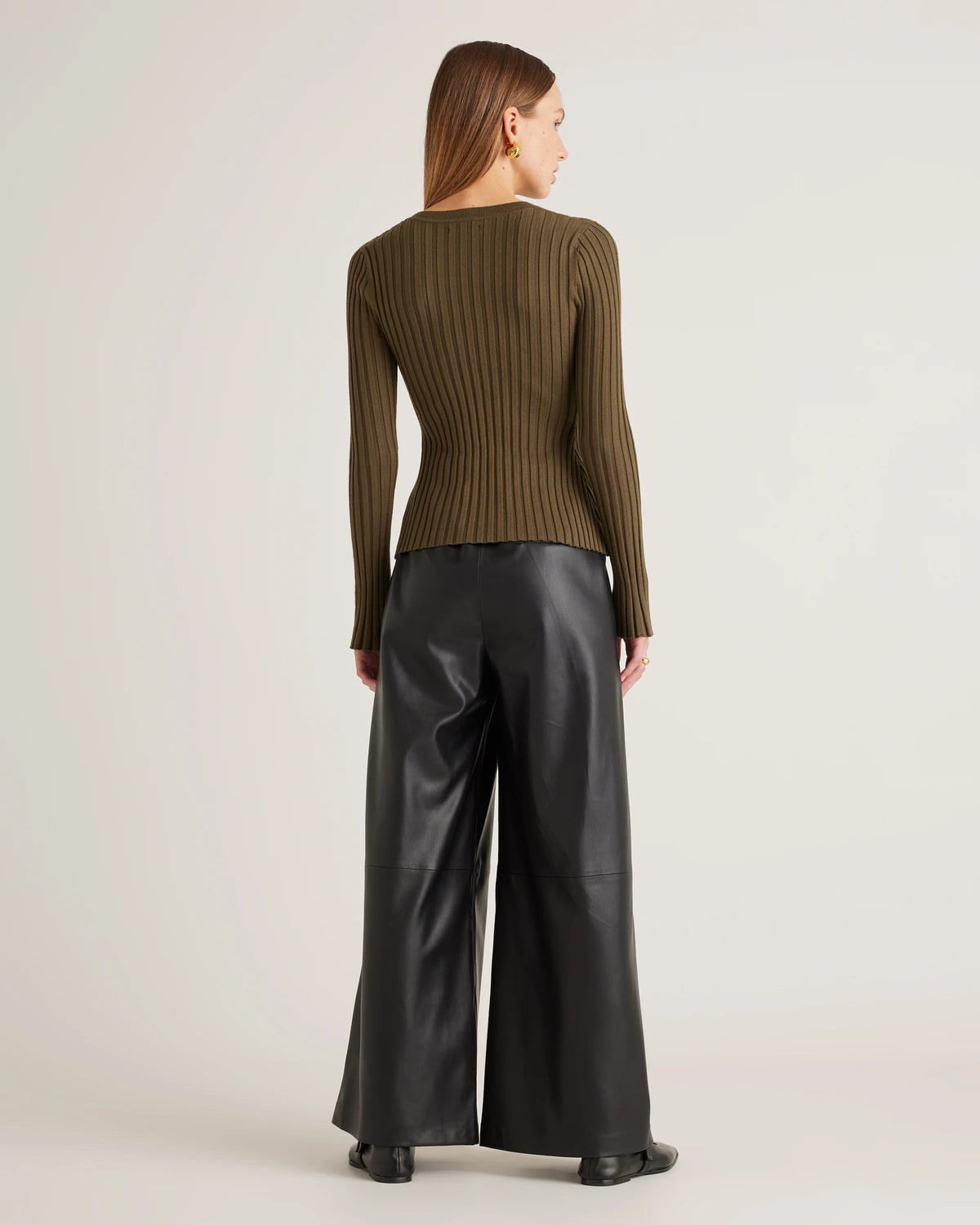 Cotton Cashmere Ribbed Long Sleeve Sweater - XS / Sugar Stone