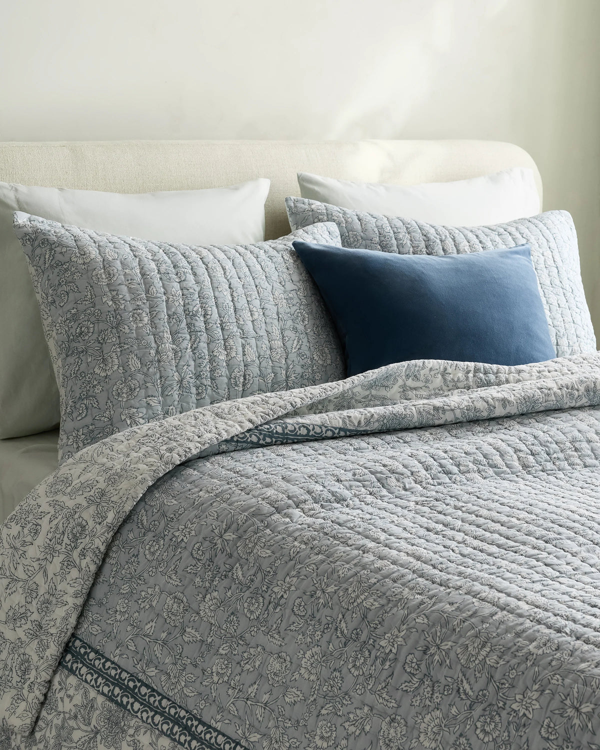 Organic Cotton Block Print Quilt Set - Twin / Green