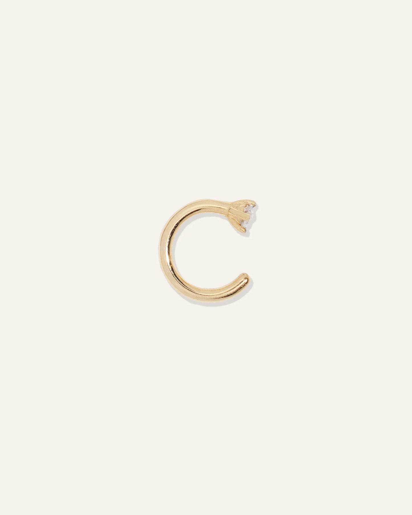 14K Gold Diamond Single Open Reverse Huggie - One Size / Yellow Gold