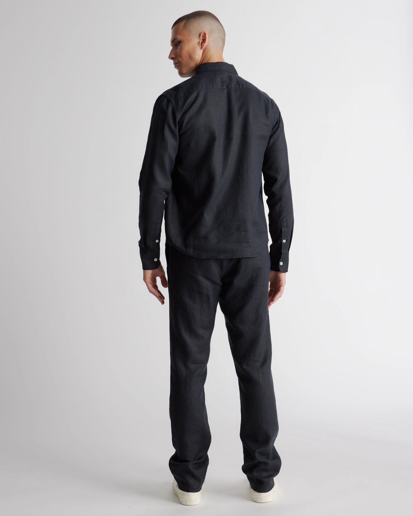 100% European Linen Relaxed Long Sleeve Shirt - XS / Flax