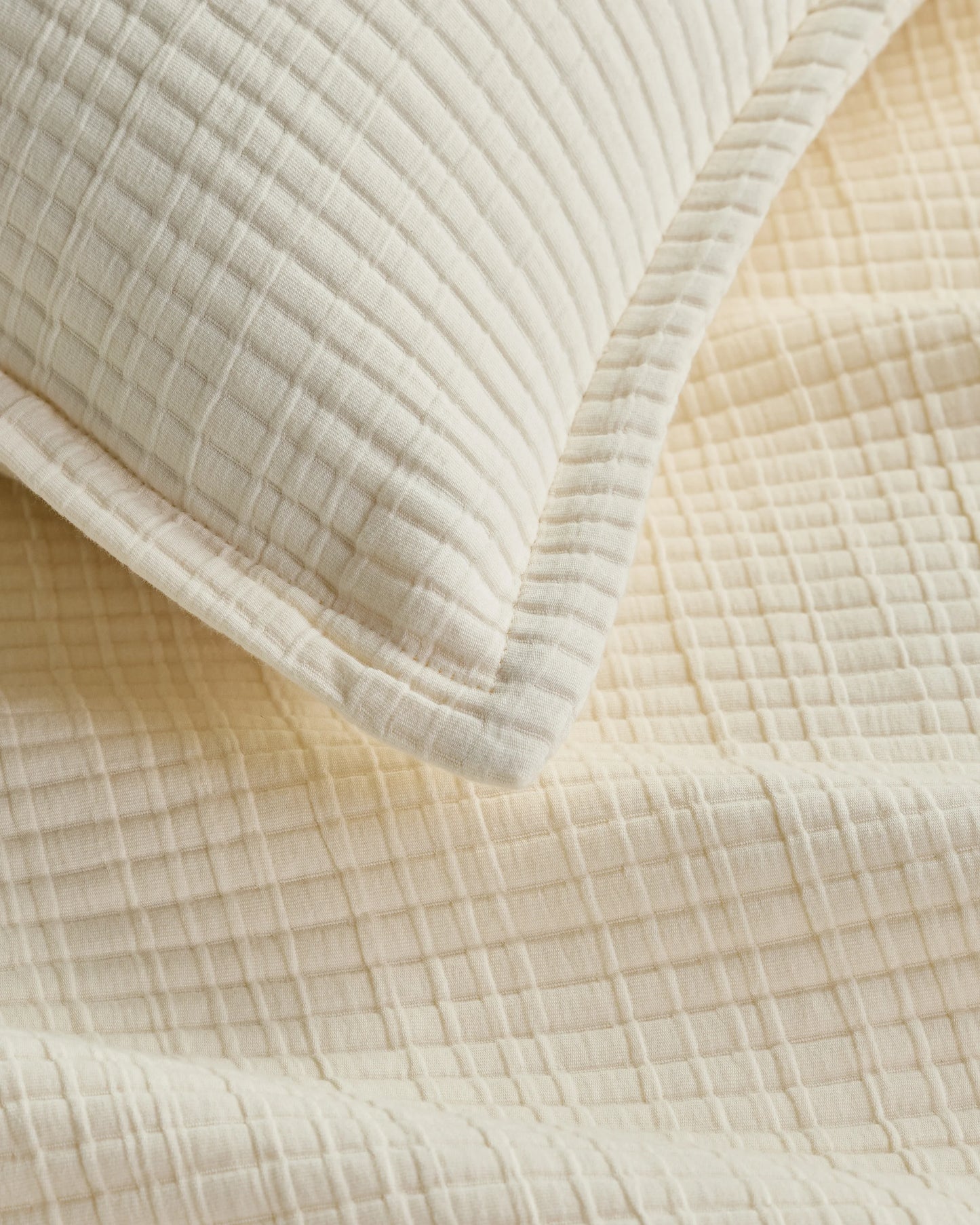 Organic Ribbed Cotton Coverlet Set - Twin / Toffee