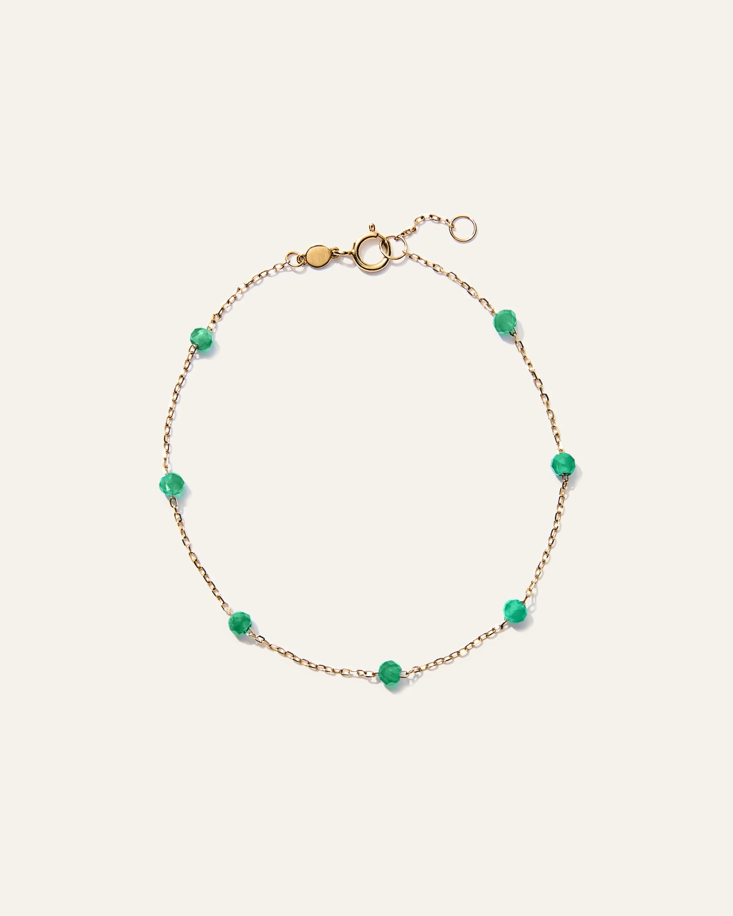 14K Gold Gemstone Station Stackable Bracelet - 6.5" / Yellow Gold