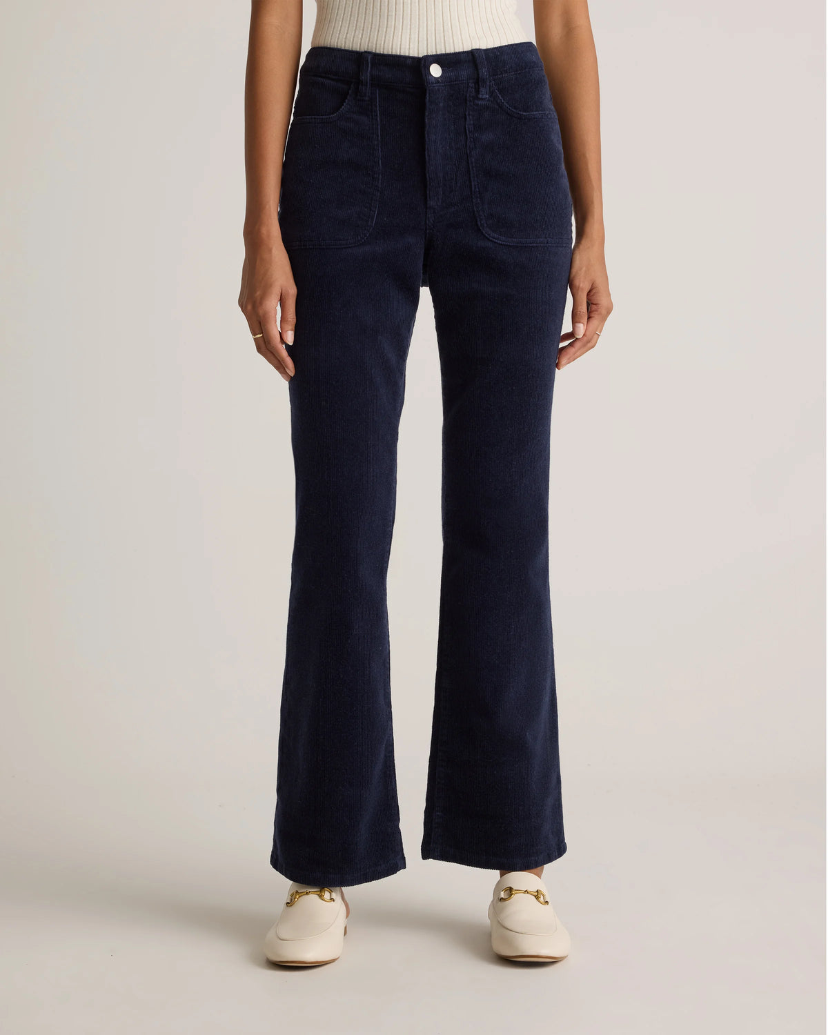 Organic Stretch Corduroy Flare Pants - 0 / Black