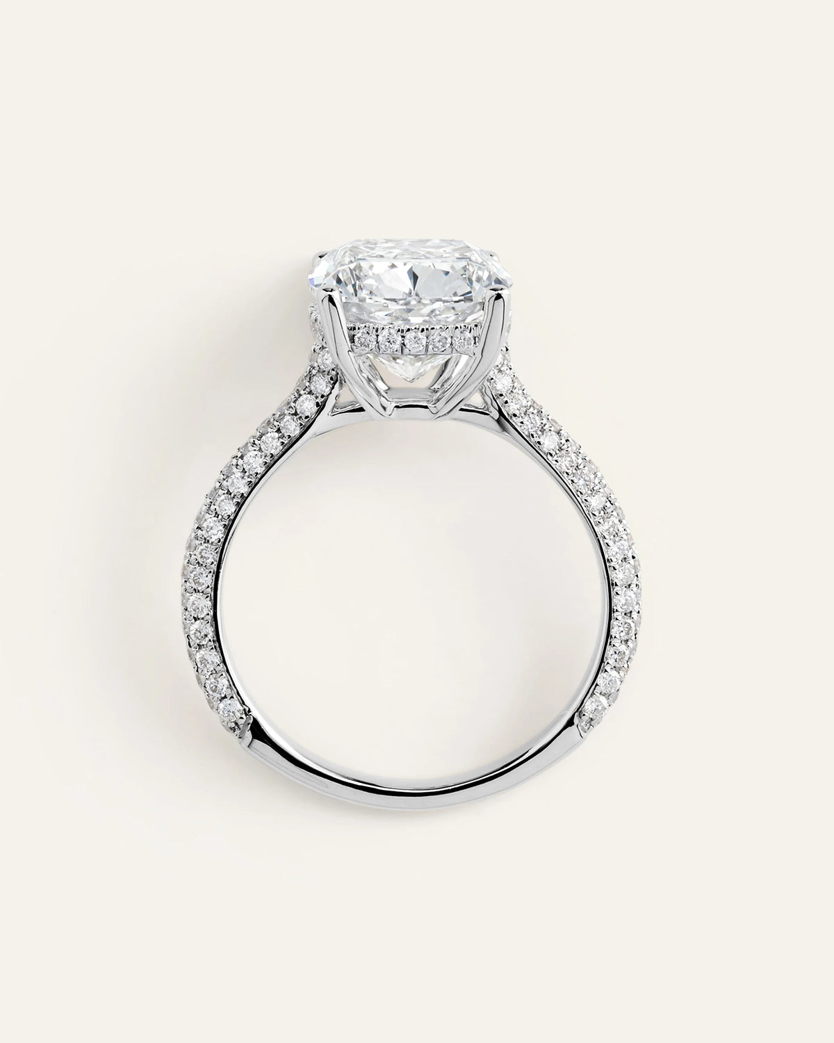 Lab Grown Diamond Elongated Cushion Pave Cathedral Engagement Ring - 5ct - 4 / Yellow Gold