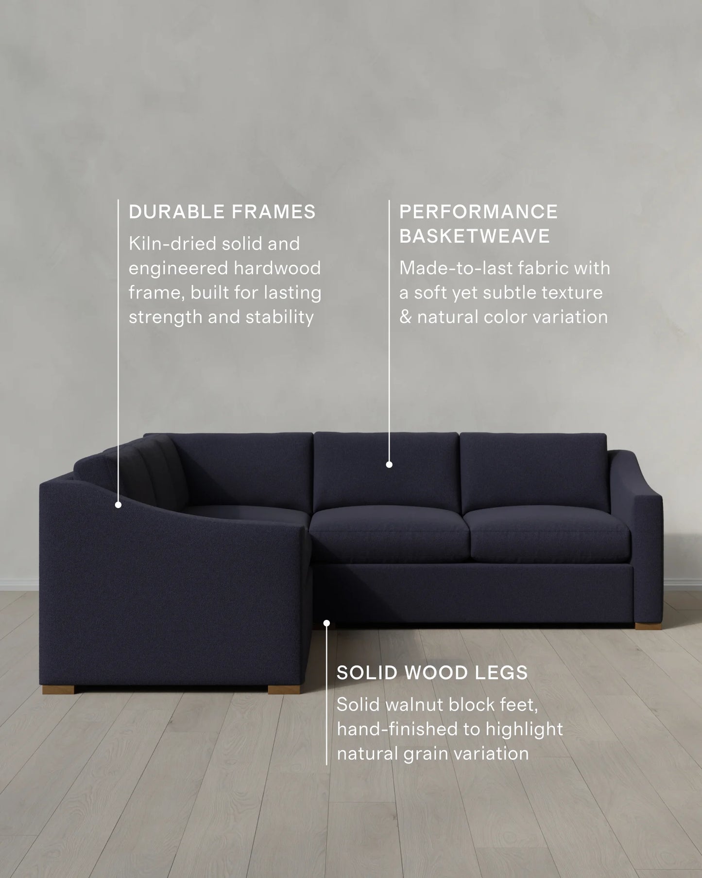 Hollis Slope Arm L Sectional in Performance Basketweave - 110x110 / Flax