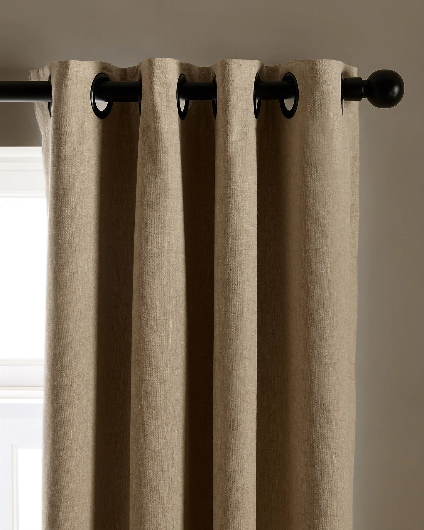 European Linen Grommet True Blackout Curtain - Single Panel - 48x84 / White