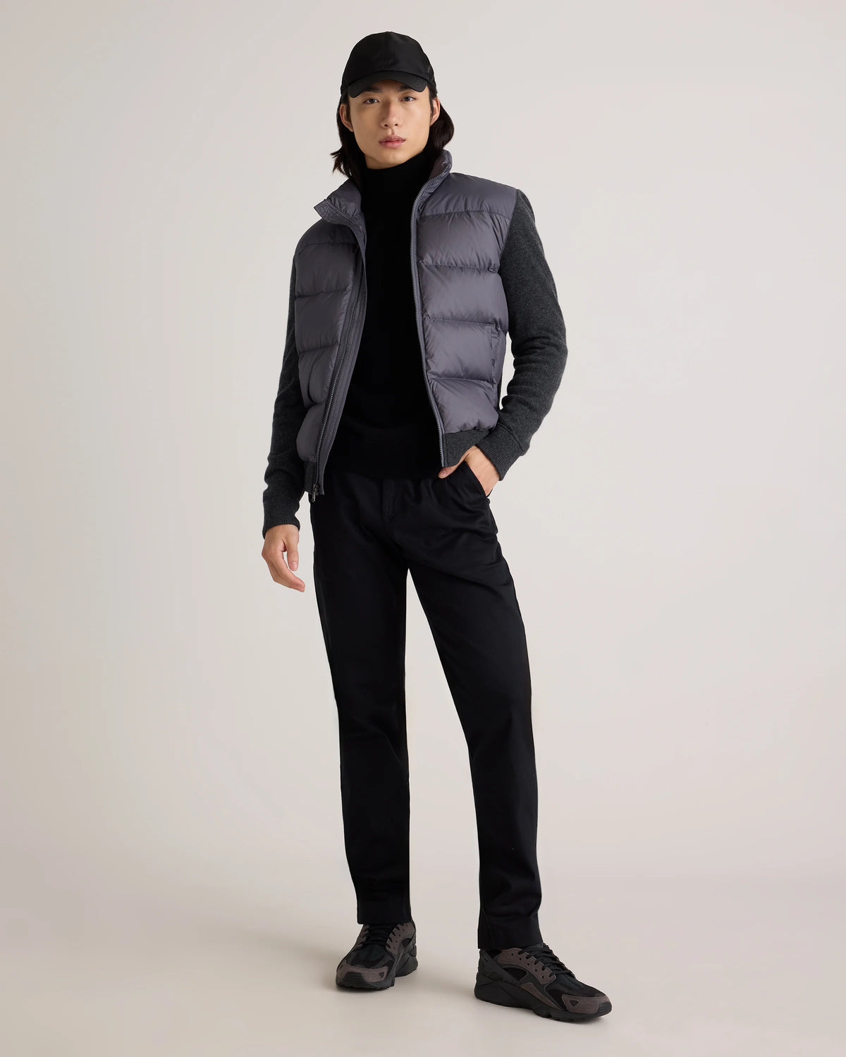 Mixed Media Down and Cashmere Jacket - S / Black