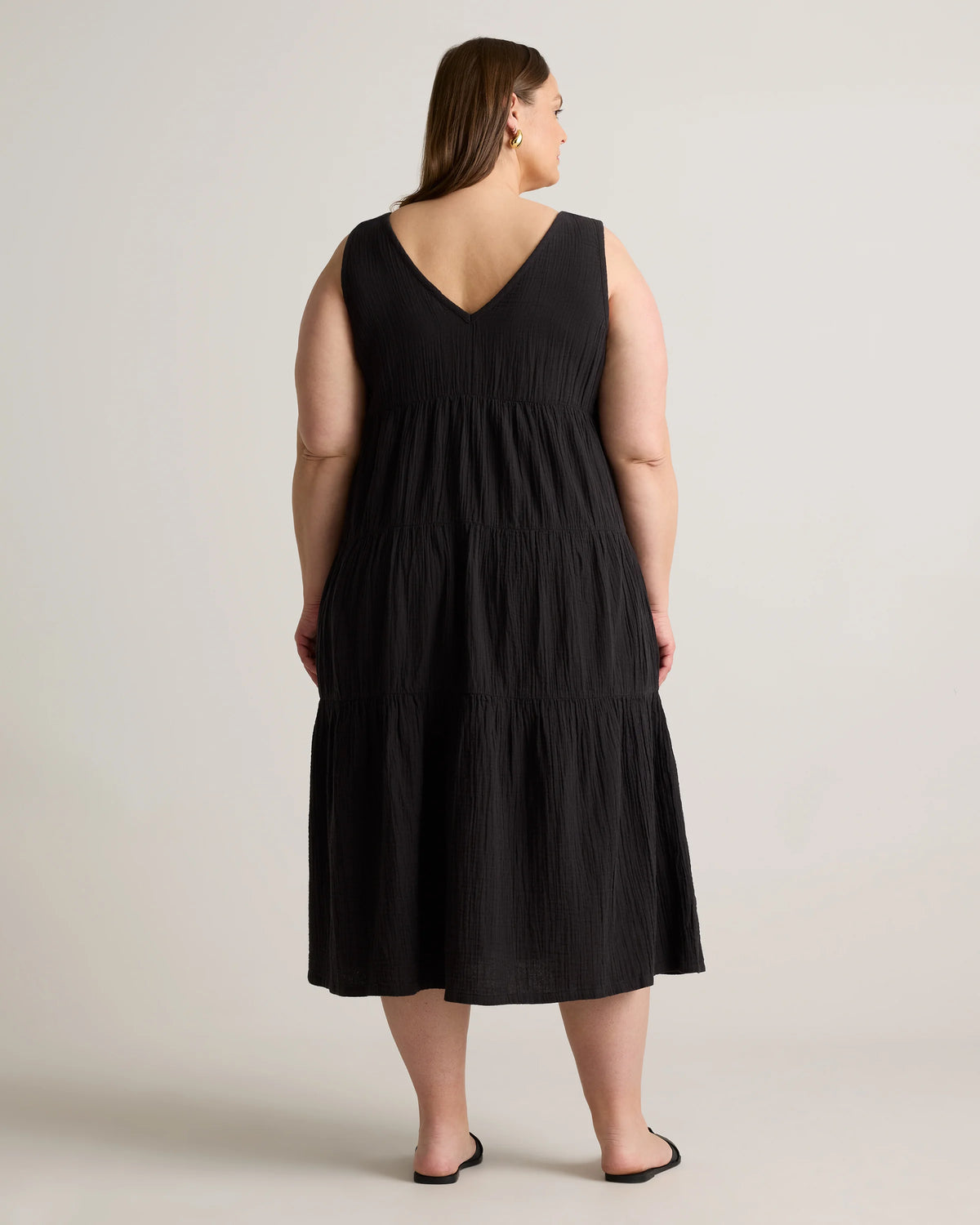 100% Organic Cotton Gauze Tiered Maxi Dress - 1X / Orchid Blue