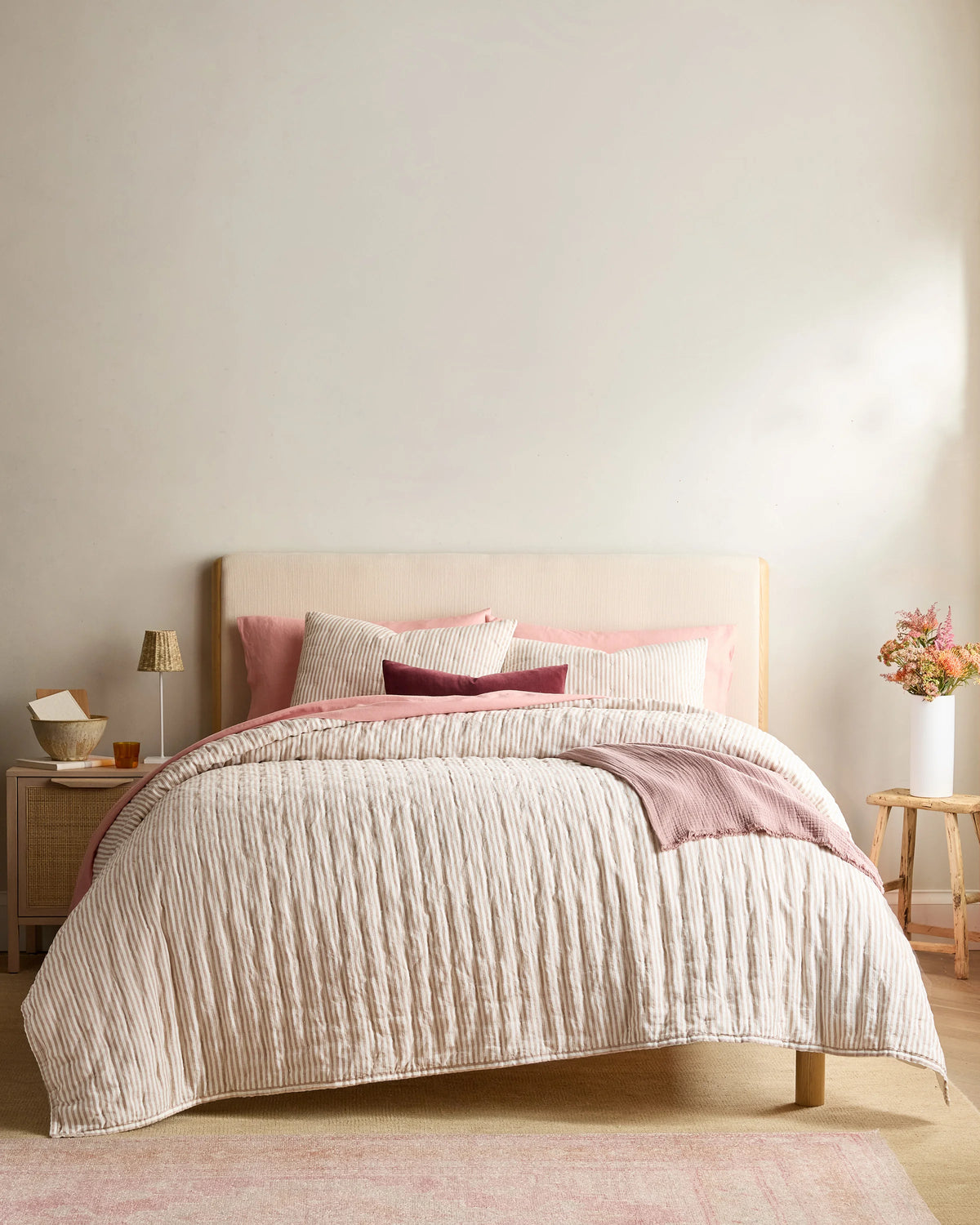 European Linen Patterned Quilted Sham Set - Standard / Willowleaf Gingham