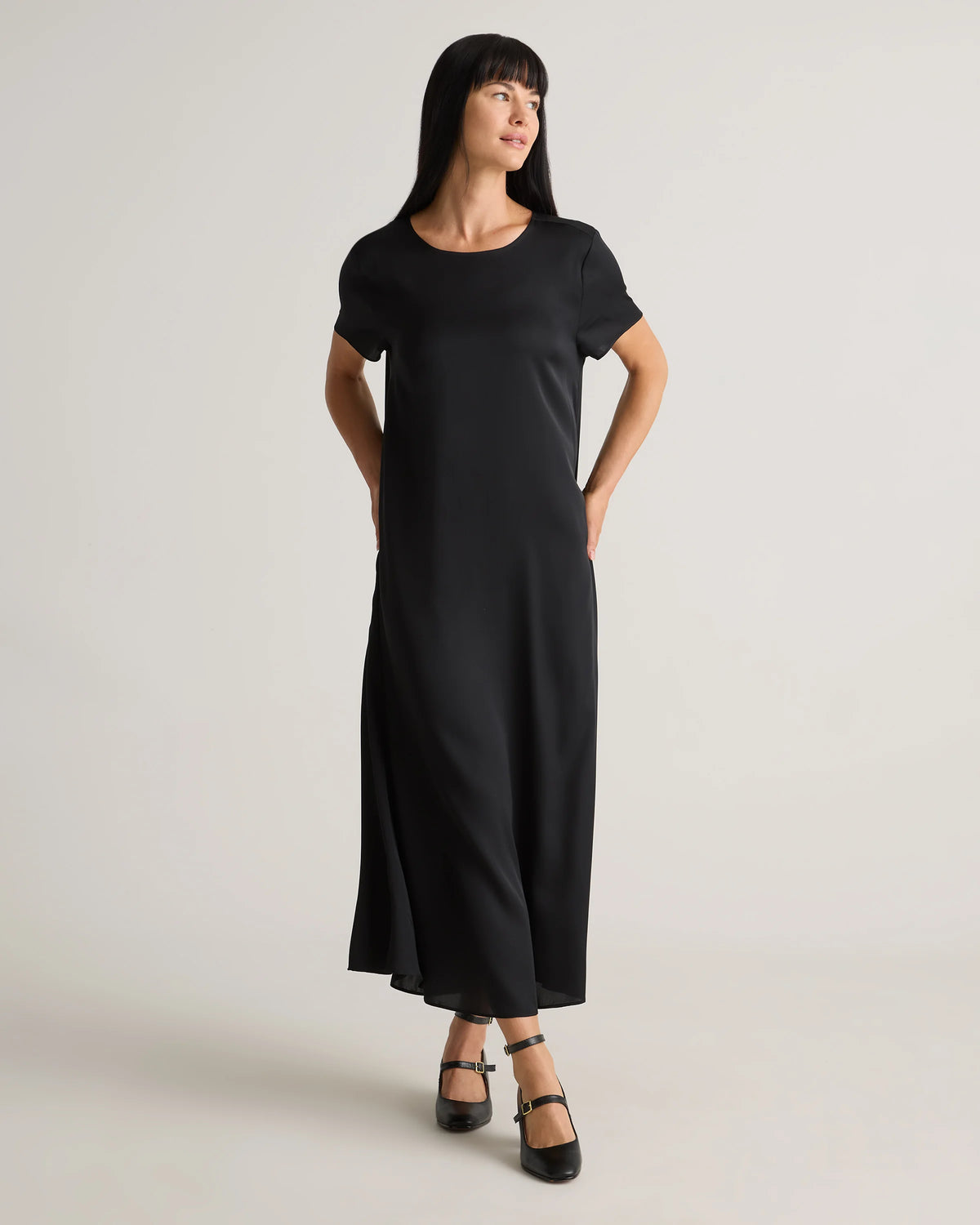 Washable Stretch Silk Voluminous Maxi Dress - XS / Moonstone Blue