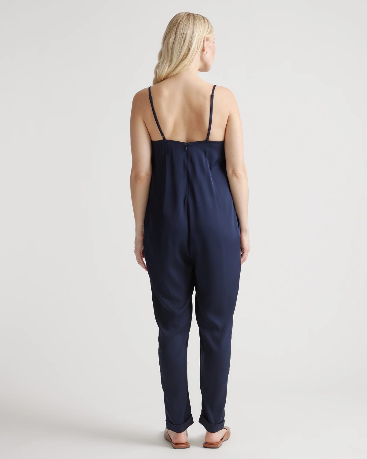 Washable Stretch Silk Maternity Jumpsuit - XS / Black