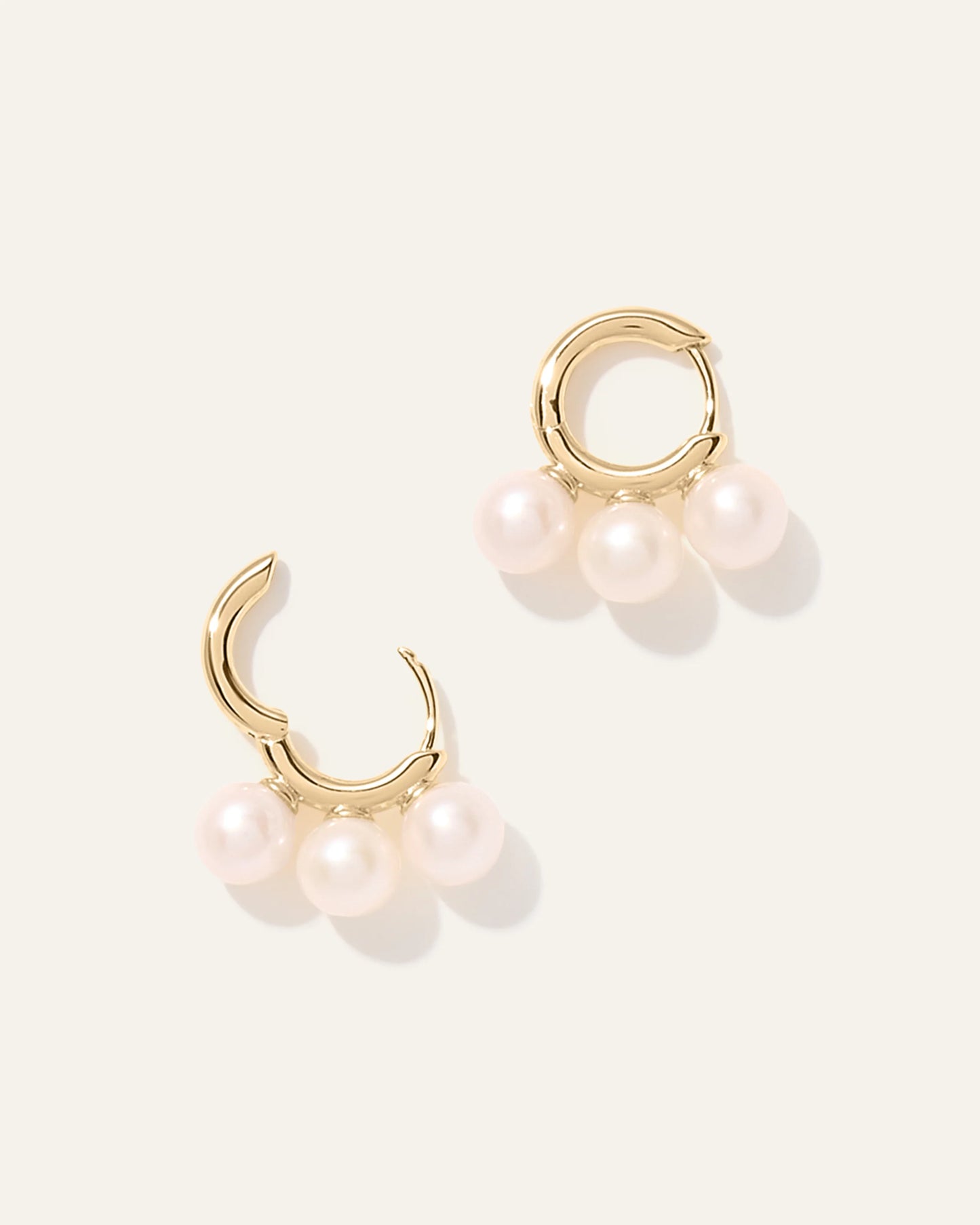 Triple Freshwater Pearl Hoops - One Size / Gold Vermeil