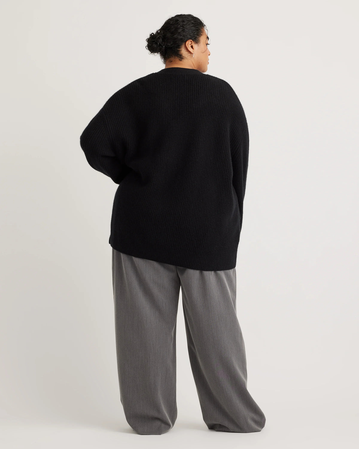 Mongolian Cashmere Oversized Boyfriend Cardigan Sweater - 1X / Camel