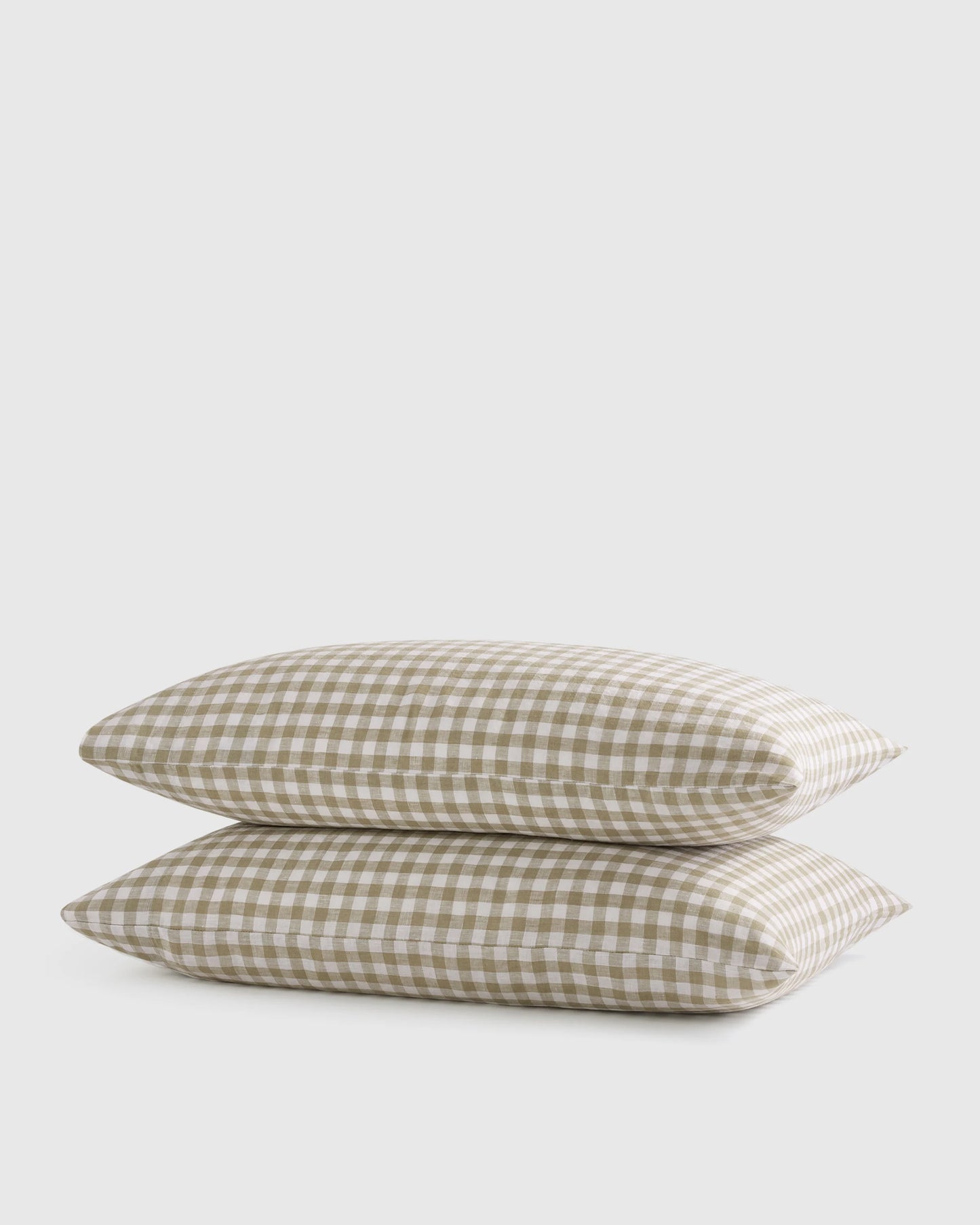 European Linen Gingham Pillowcase Set - Standard / Willowleaf