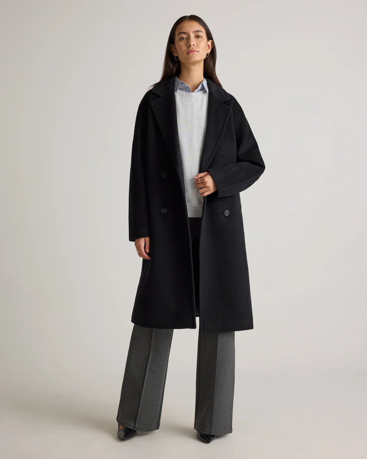 Camel Hair Double-Breasted Slouch Coat - XS / Vicuna