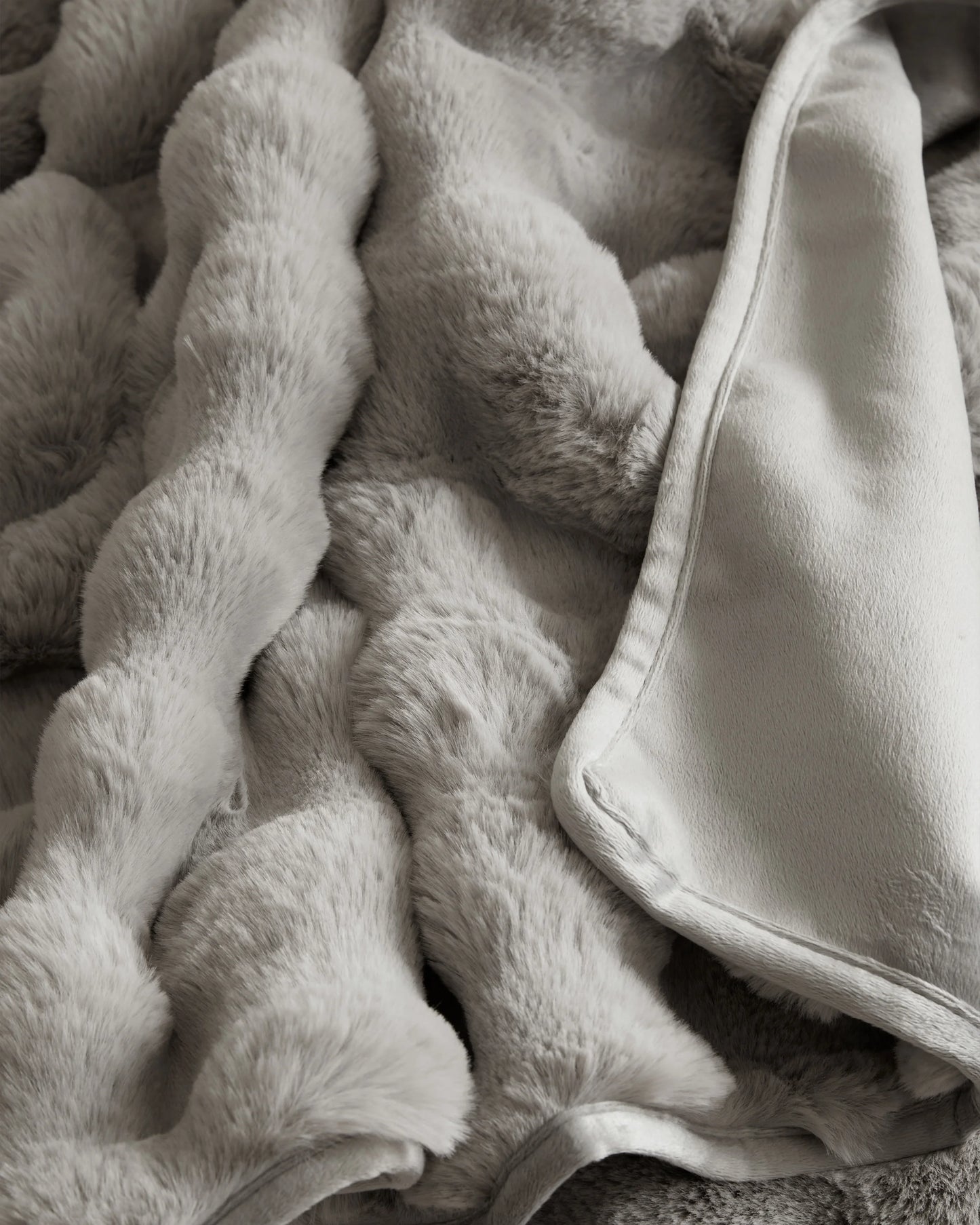Ruched Faux Fur Throw - 50x60 / Glacier
