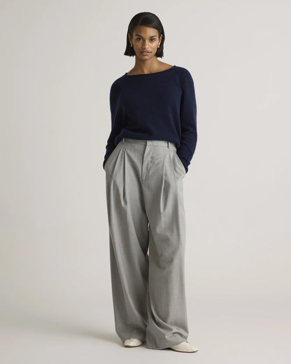 Mongolian Cashmere Boatneck Sweater - XS / Black