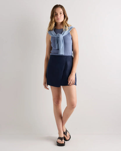 100% European Linen Skort - XS / Classic Mini Gingham