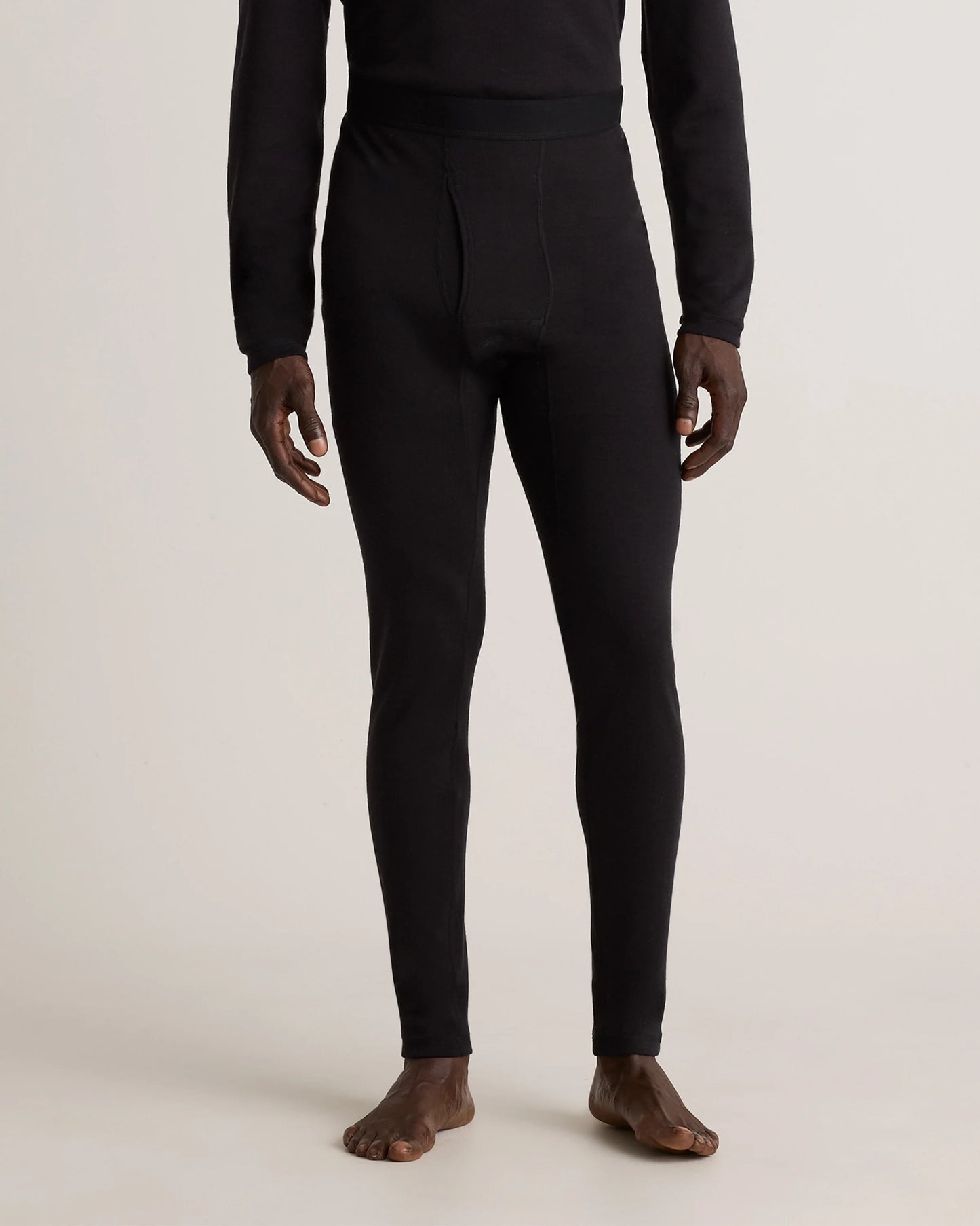 100% Merino Wool Cold Weather Base Layer Bottoms - S / Black