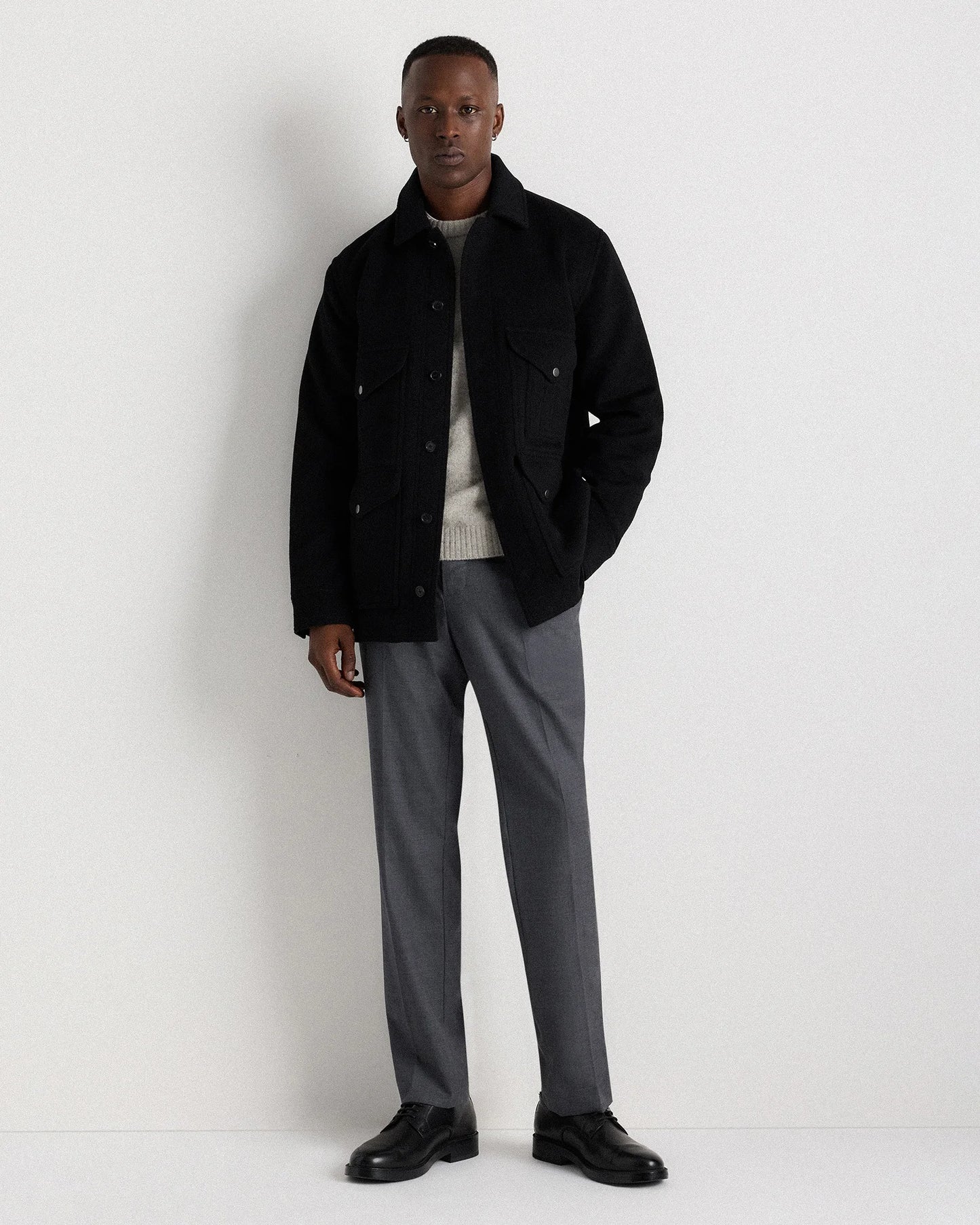 Wool Cashmere Field Jacket - S / Heather Grey