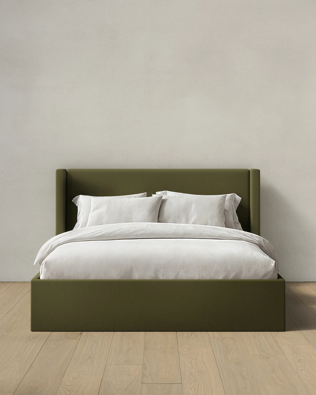 100% Linen Wingback Bed - Full / Canvas