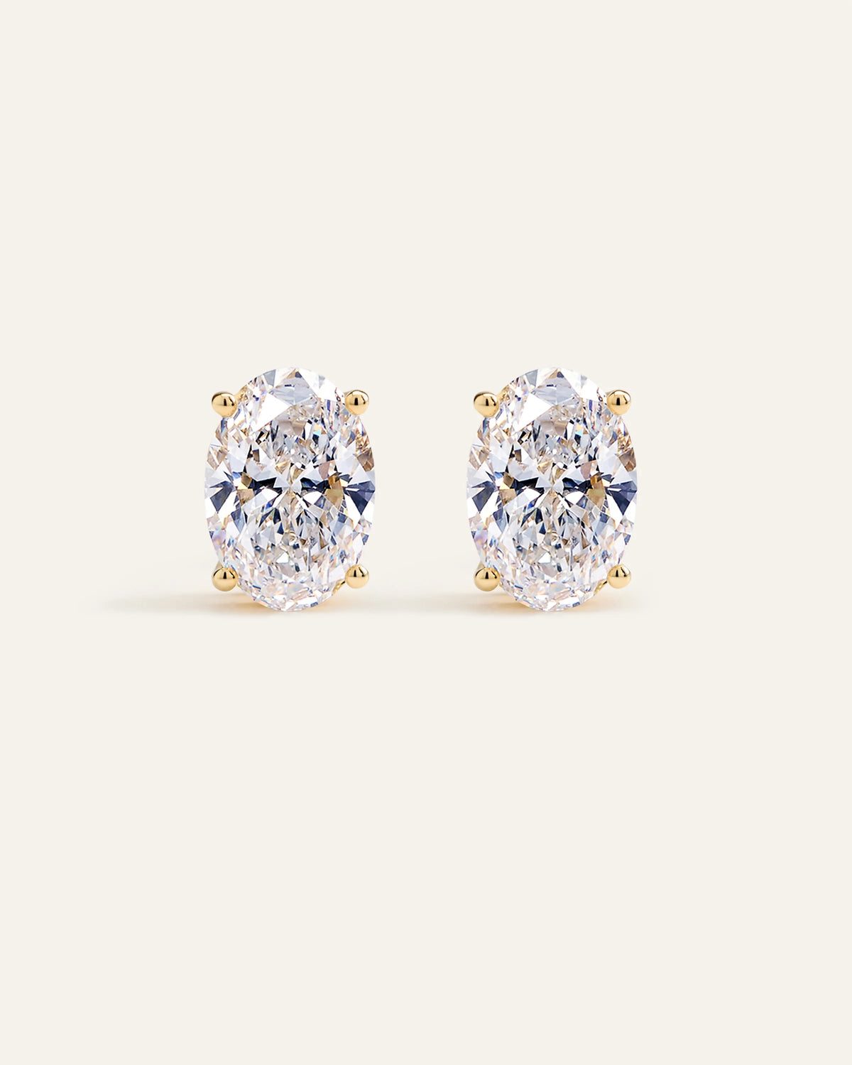 14K Gold Lab Grown Diamond Statement Oval Studs - 8ctw - One Size / Yellow Gold
