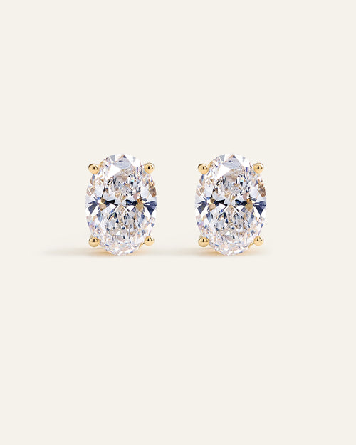 14K Gold Lab Grown Diamond Statement Oval Studs - 8ctw - One Size / Yellow Gold