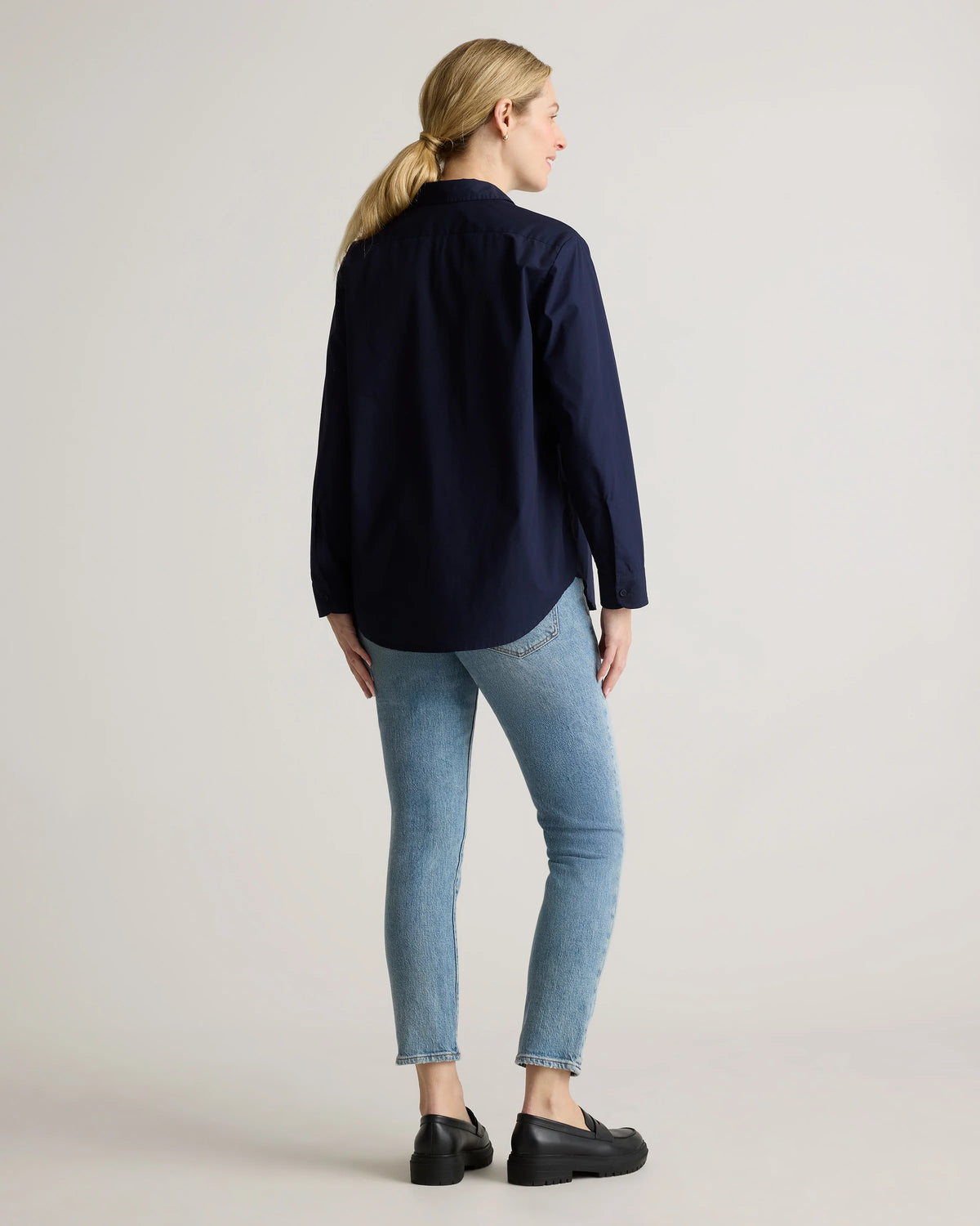 100% Organic Cotton Poplin Maternity Long Sleeve Shirt - XS / Classic White