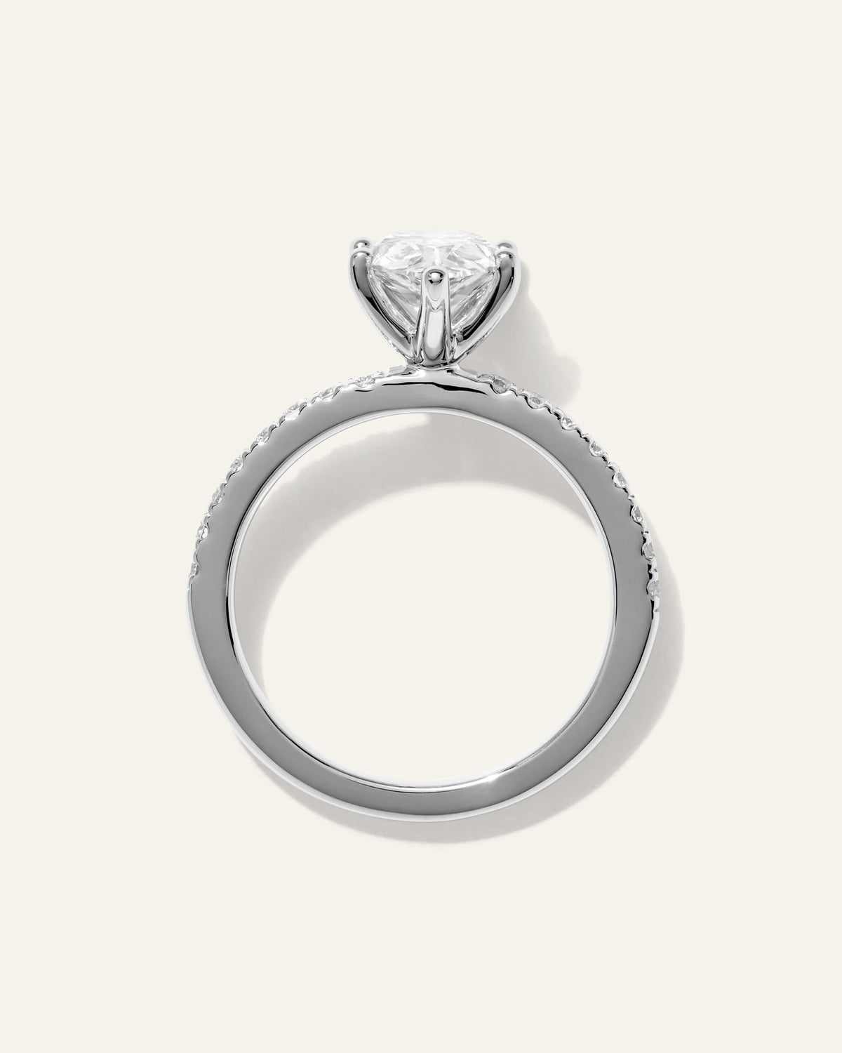 Lab Grown Diamond Pear Petite Pave Engagement Ring - 2ct - 4 / Yellow Gold