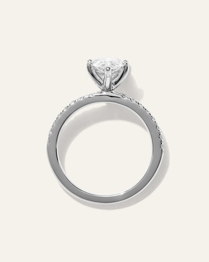Lab Grown Diamond Pear Petite Pave Engagement Ring - 2ct - 4 / Yellow Gold