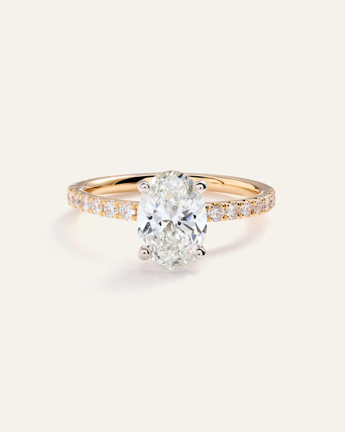 Lab Grown Diamond Oval Petite Pave Engagement Ring - 1.50ct - 4 / Yellow Gold