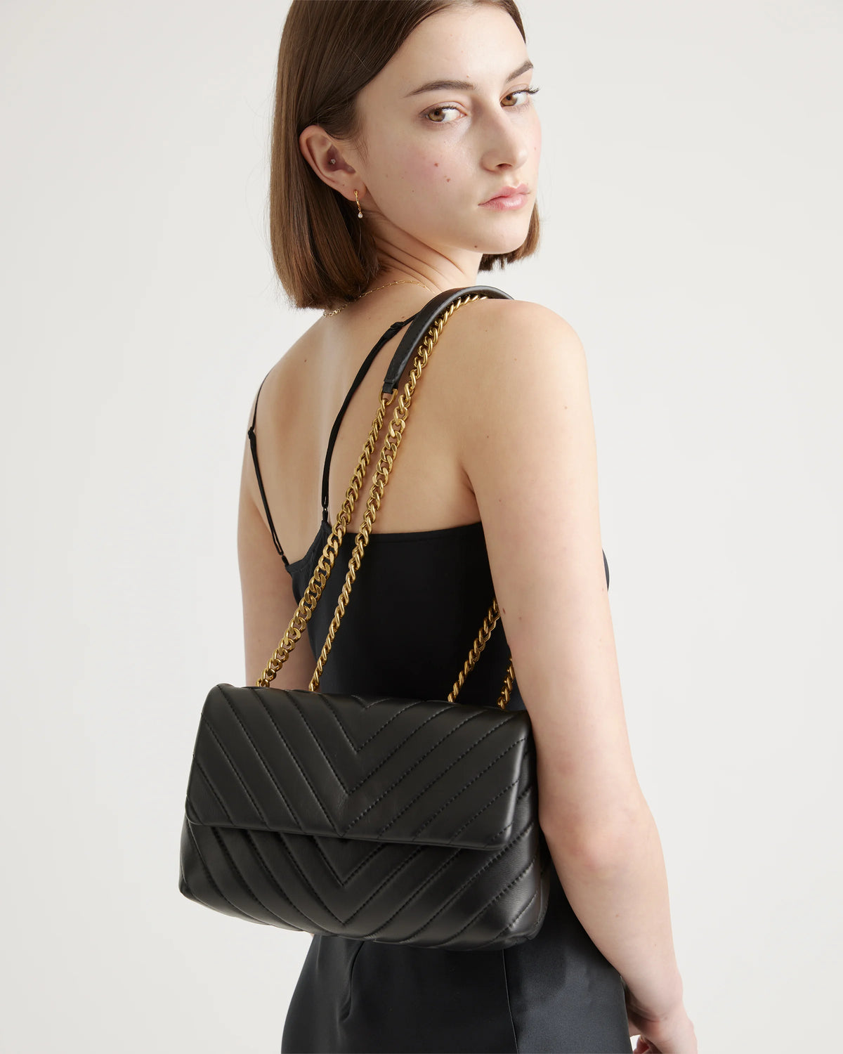 Italian Leather Quilted Convertible Crossbody - One Size / Dark Taupe