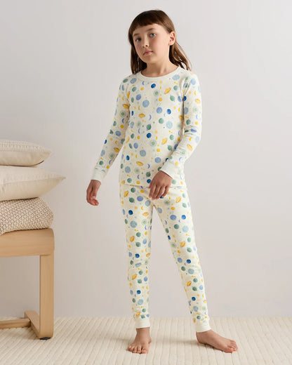 100% Organic Cotton Long Sleeve and Pant Pajama Set - 6 / Navy Stripe