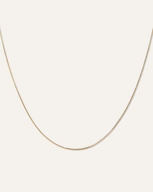14K Gold Petite Box Chain Necklace - One Size / Yellow Gold