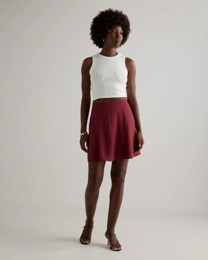 Lightweight Crepe A-Line Mini Skirt - XS / Moonstone Blue