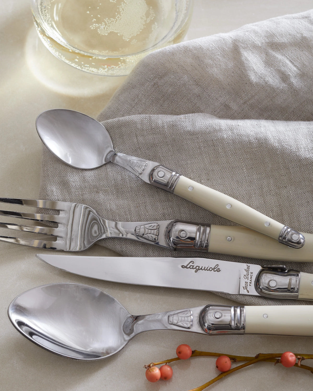 Jean Dubost Laguiole 24 Piece Flatware Set - One Size / Ivory