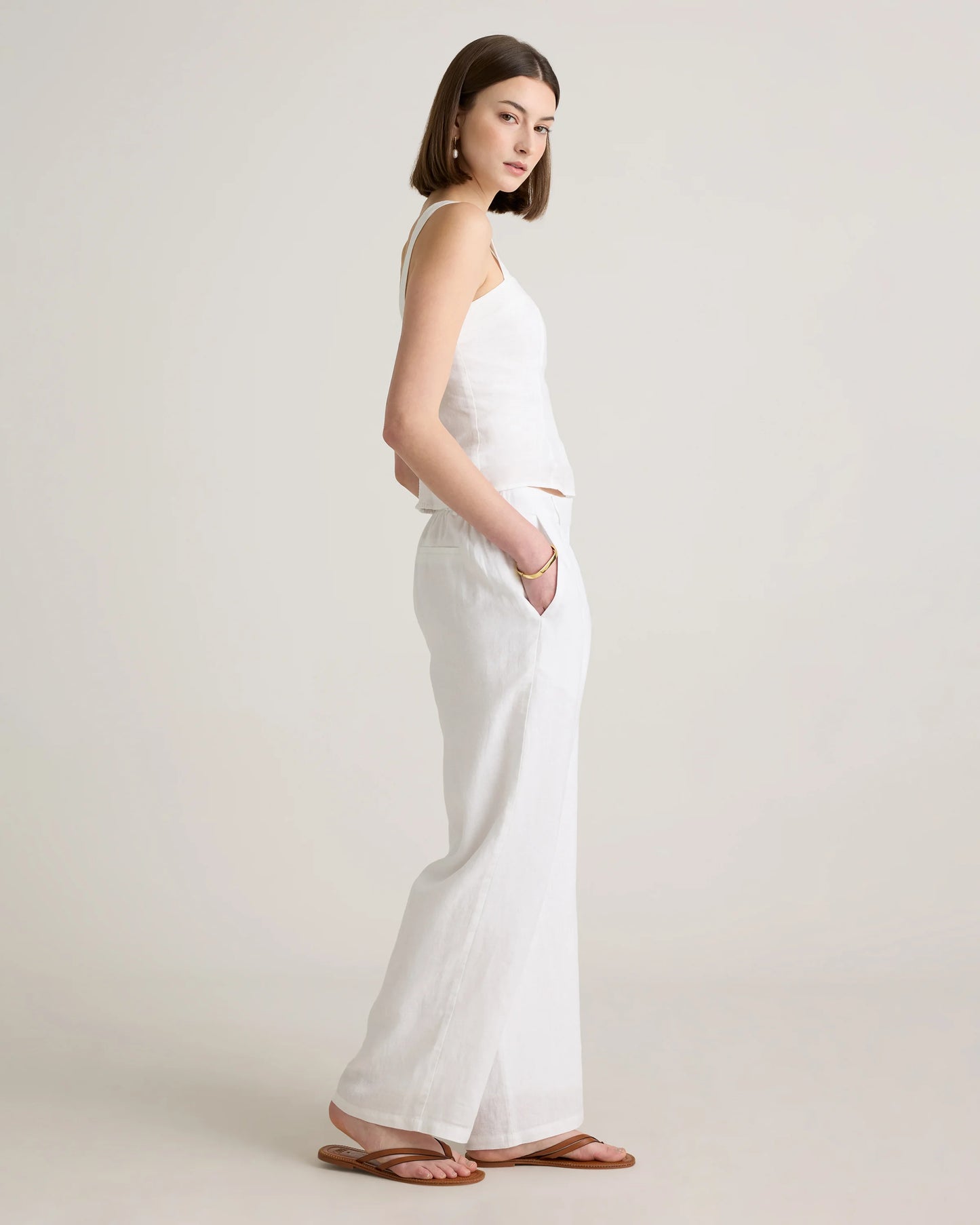 100% European Linen Pleated Trouser - 6 / Deep Navy