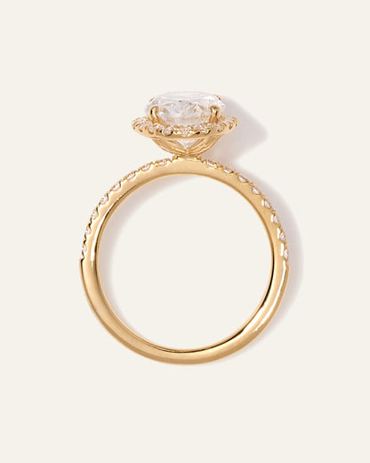 Lab Grown Diamond Oval Halo Pave Engagement Ring - 2ct - 4 / Yellow Gold
