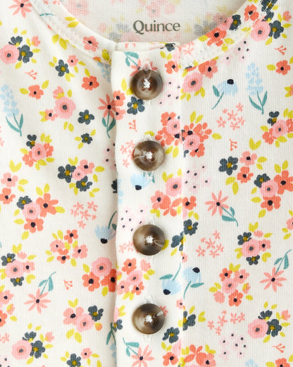 100% Organic Cotton Romper - 2T / Multi Floral