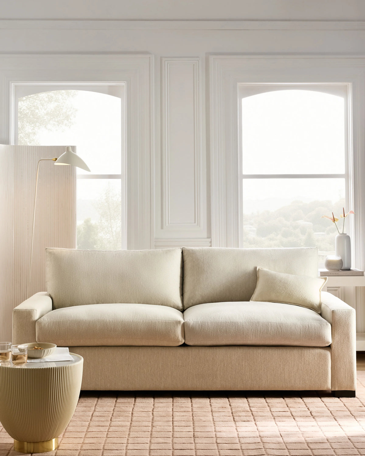 Stillman Sleeper Sofa in Performance Basketweave - Queen / Flax