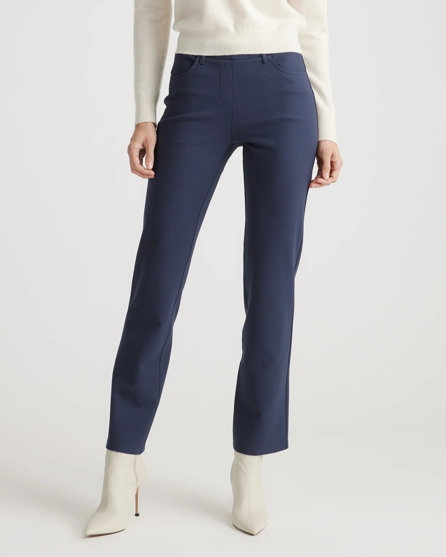 Ultra-Stretch Ponte Straight Leg 4-Pocket Pants - XS / Olive